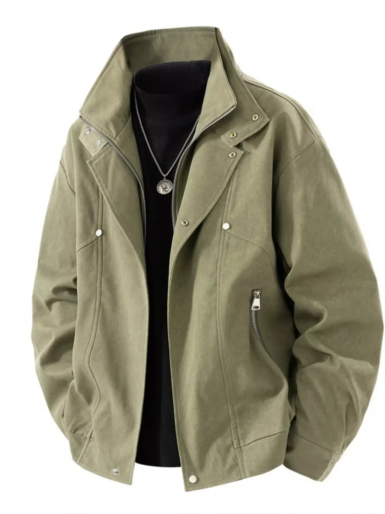 Men's Plus Size Casual Stand Collar Zipper Jacket Simply Love