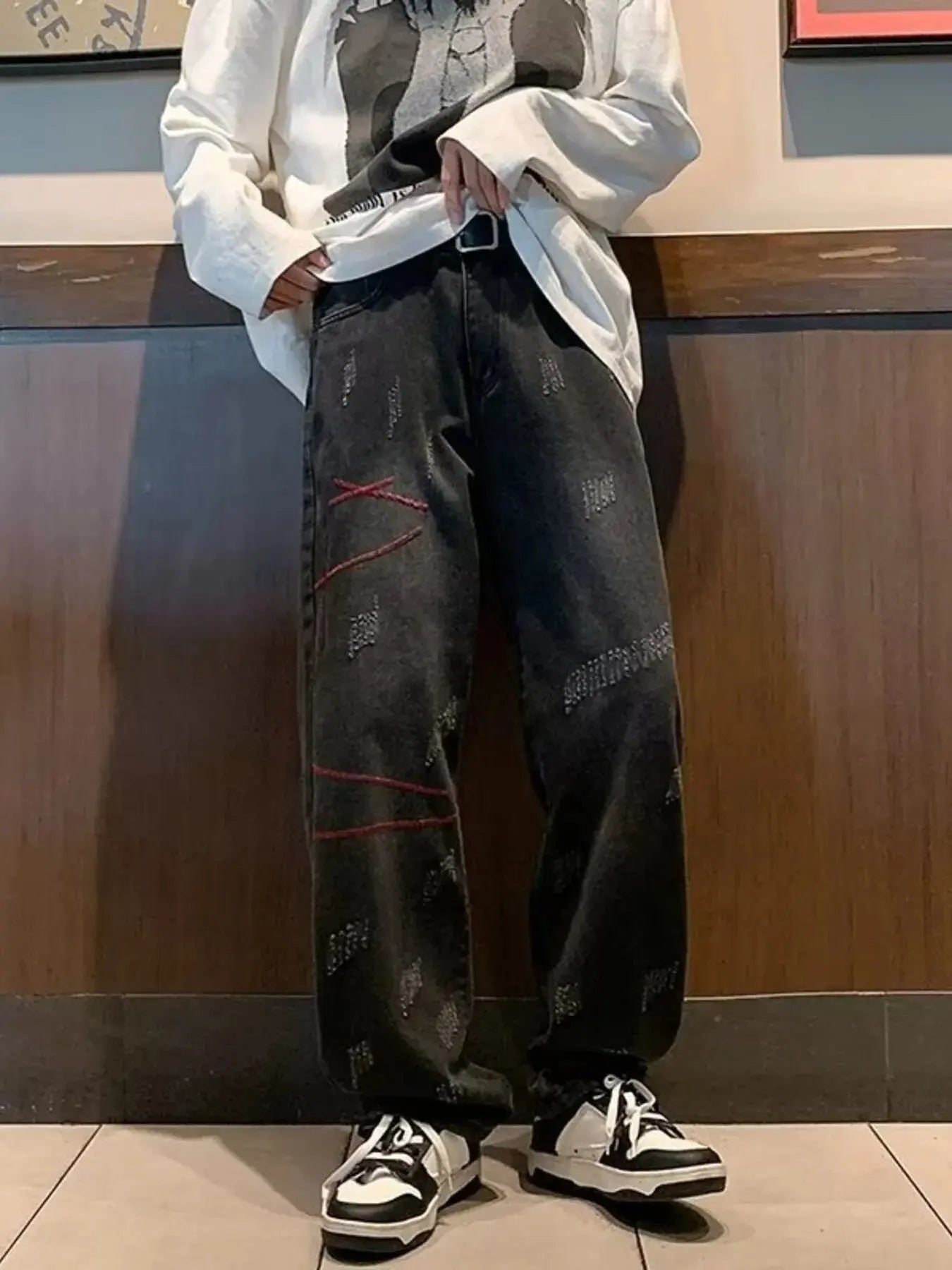 Men's Full Size Washed Wide Leg Jeans Plus Size Simply Love