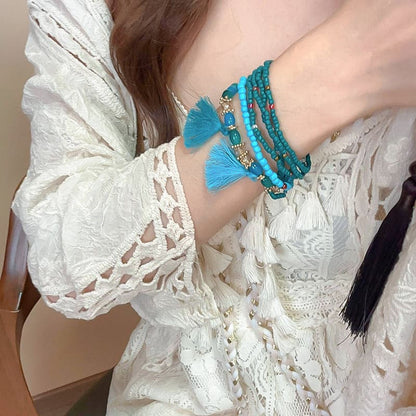 Chic tassel and rice bead bracelet