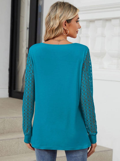 Cutout Round Neck Long Sleeve T-Shirt.