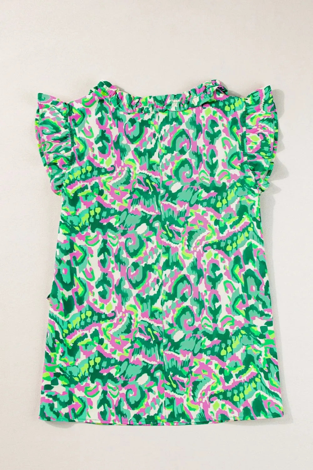 Abstract Print Ruffled Trim Tie Neck Top - Product image 8 by Simply Love