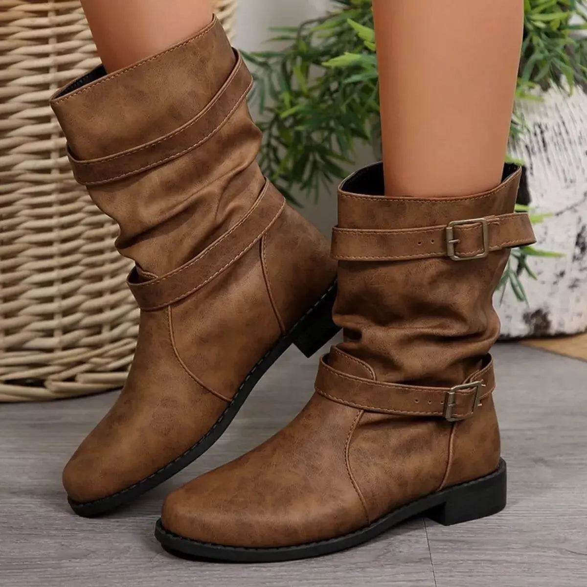Buckled Low Heel Boots Simply Love