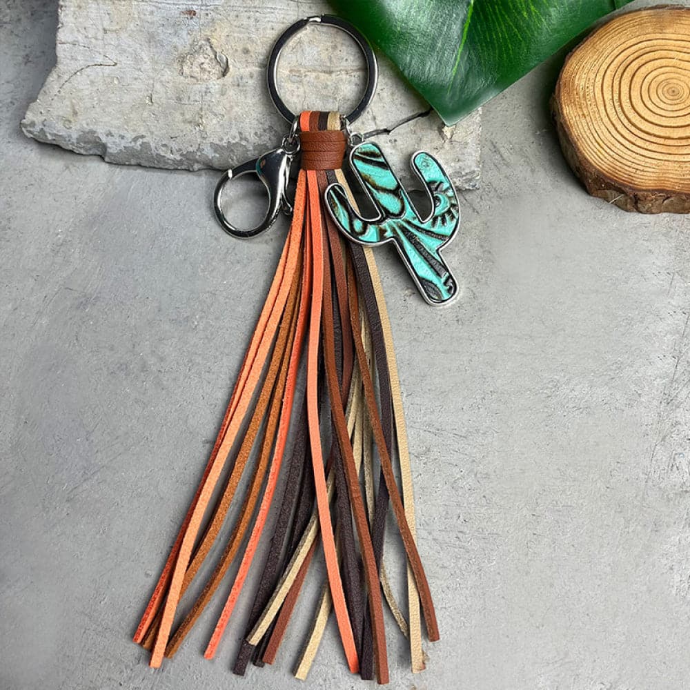 Cactus Keychain with Tassel.