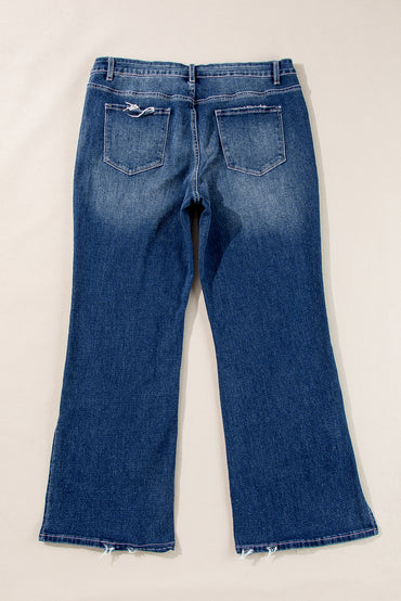 Trendy dirty blue plus size flare jeans