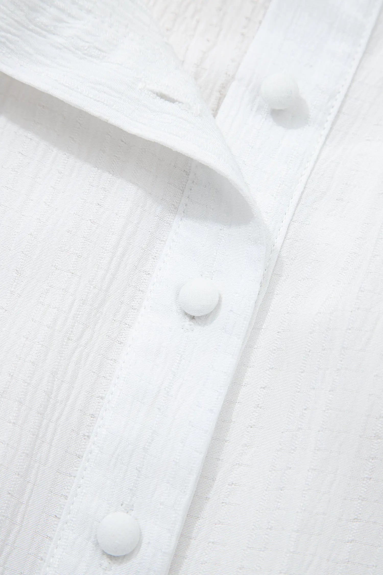 White Crinkled Texture Lantern Sleeve Button Down Loose Shirt Dear-Lover Dropshipping