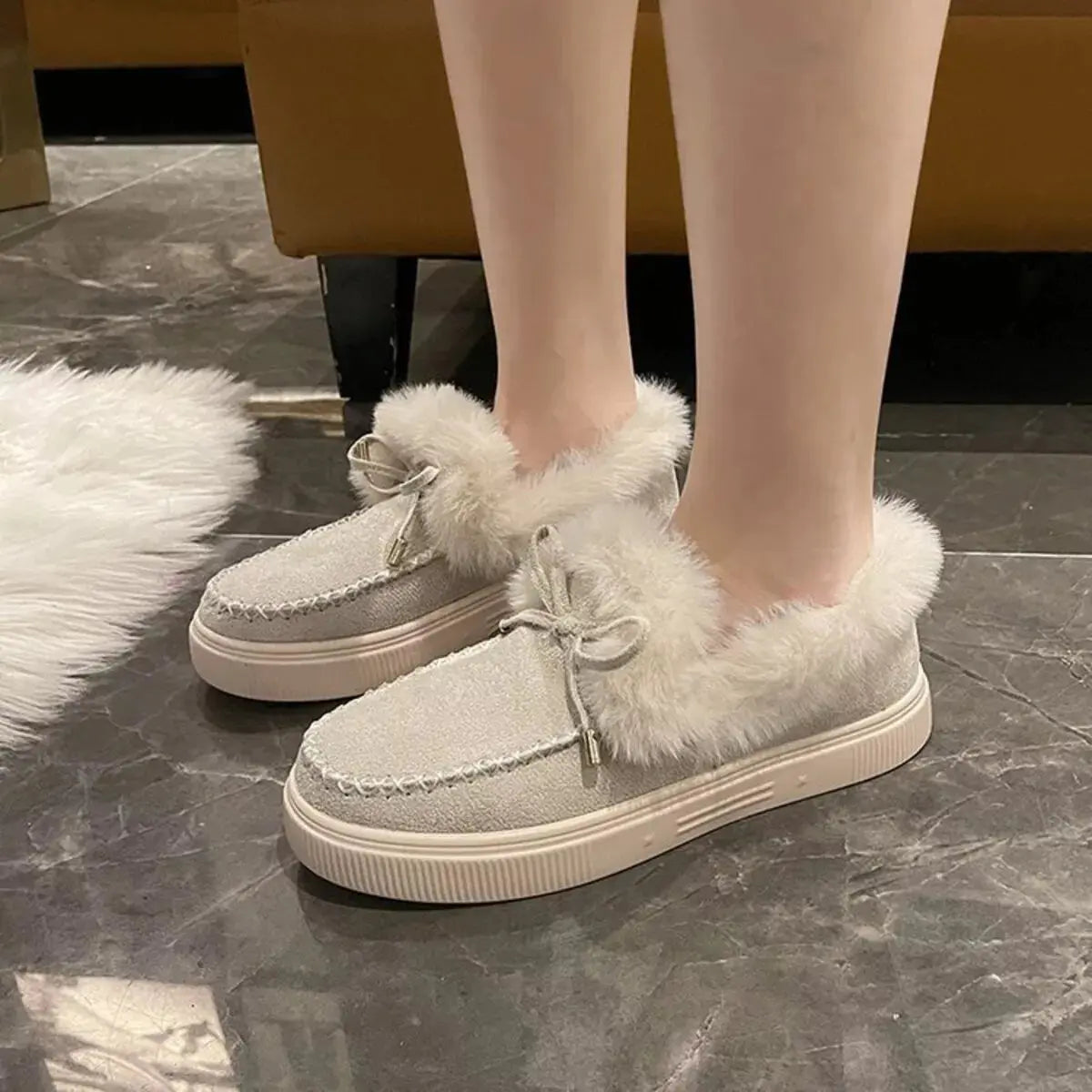 Fuzzy Round Toe Slip-Ons Simply Love