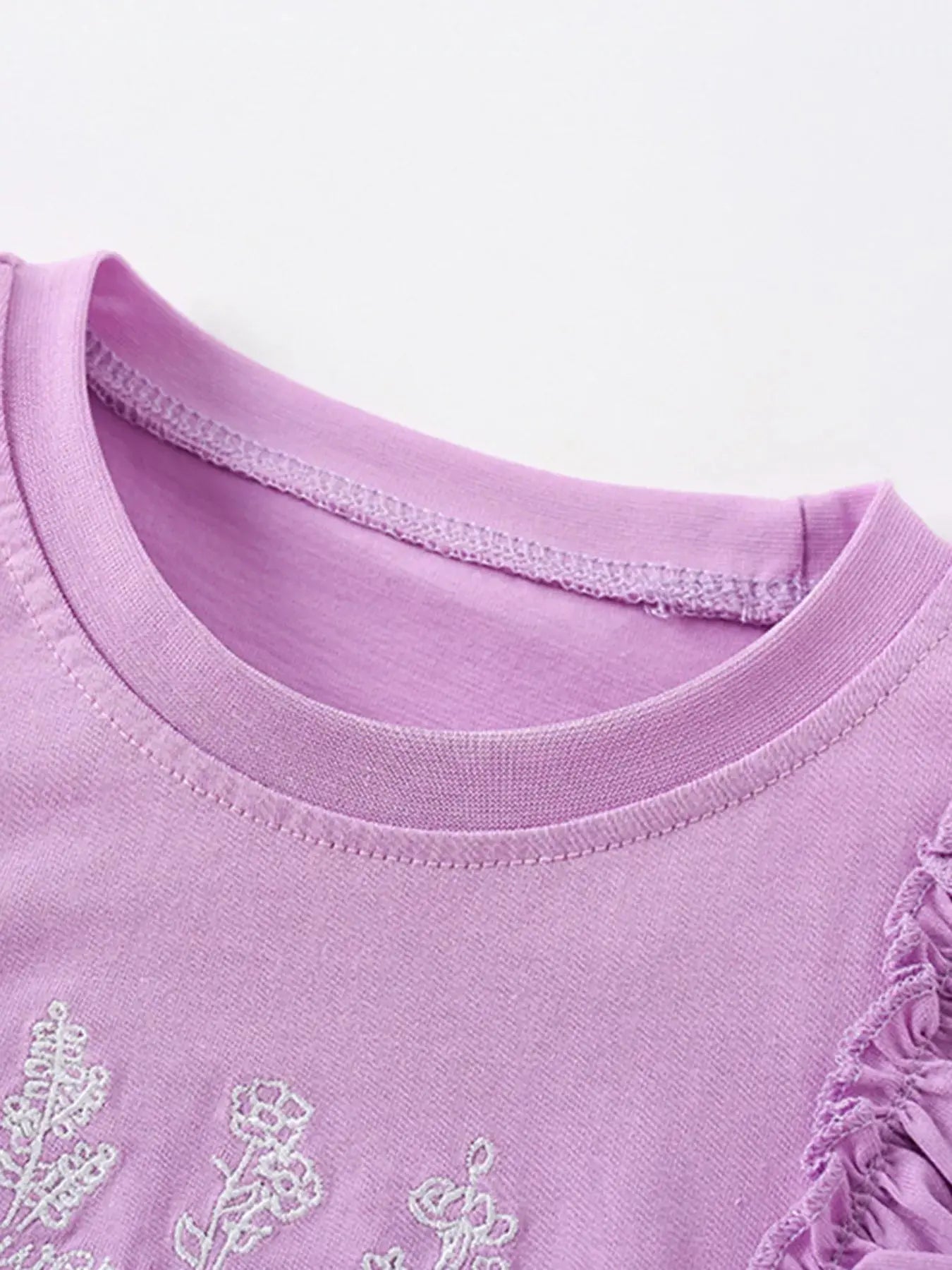 Children's Ruffled Embroidered Round Neck Tee Simply Love