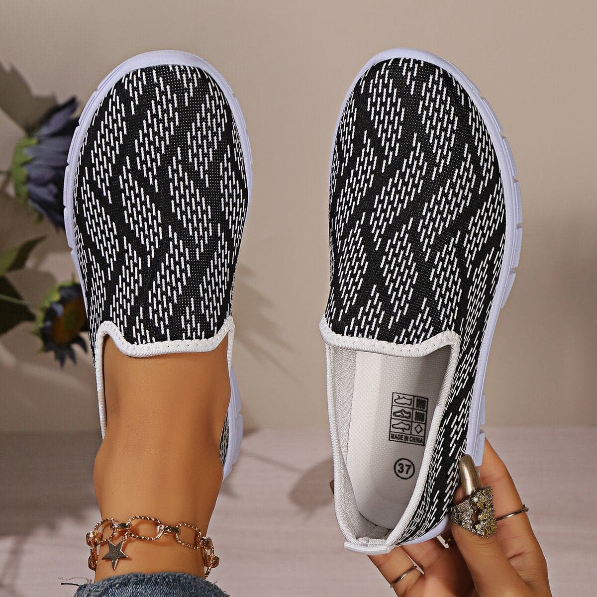 Round Toe Flat Slip-Ons.