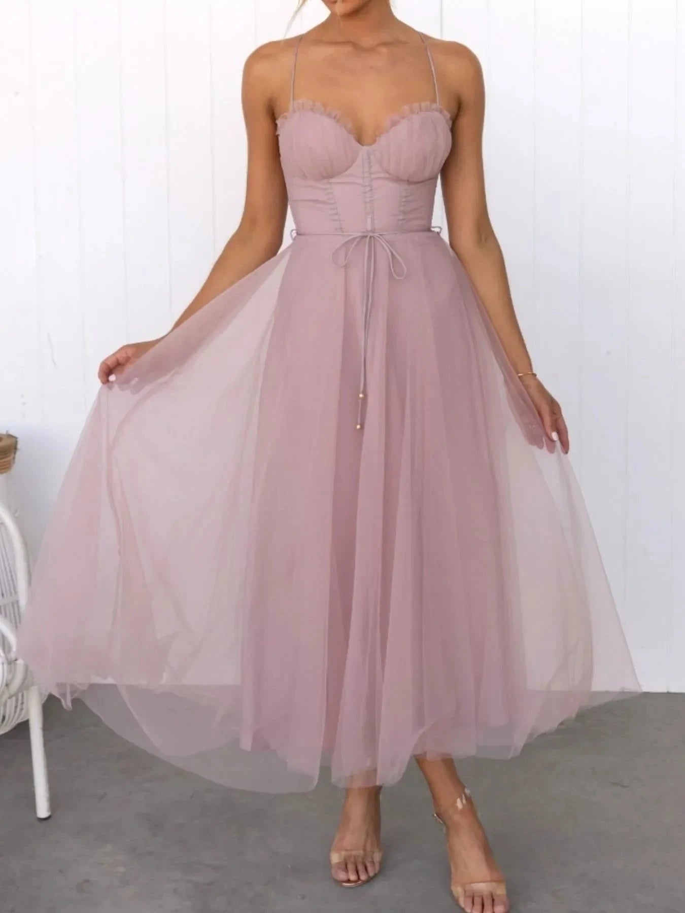 Sweetheart Neck Tulle Midi Dress Coco’s Tee Boutique
