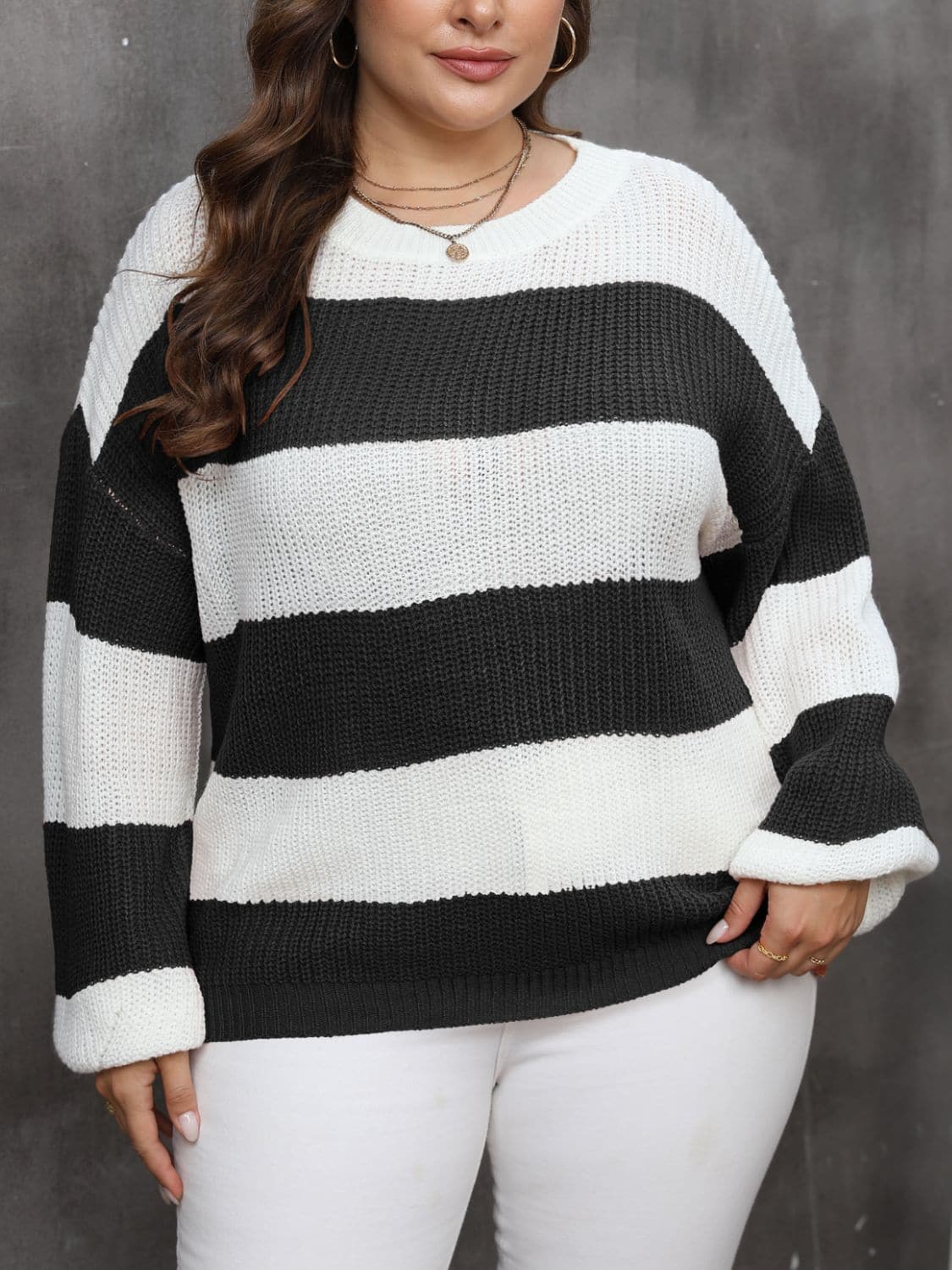 Chic plus size striped sweater