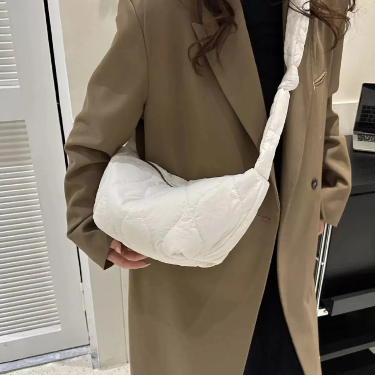 Solid Color Quilted Crossbody Bag Simply Love
