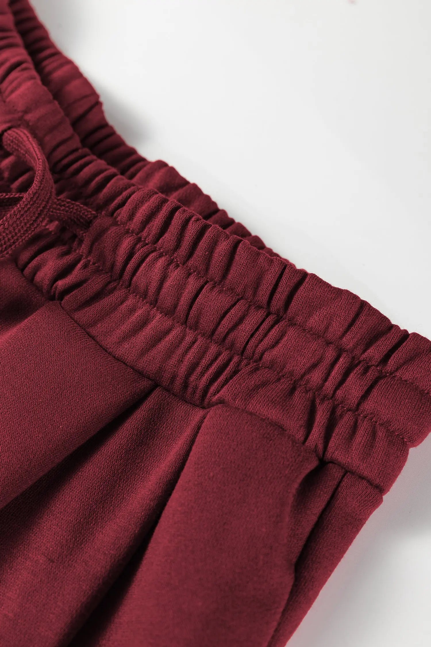Burgundy Varsity Striped ThreeQuarter Sleeve Pullover Drawstring Sweatpants Set Dear-Lover Dropshipping