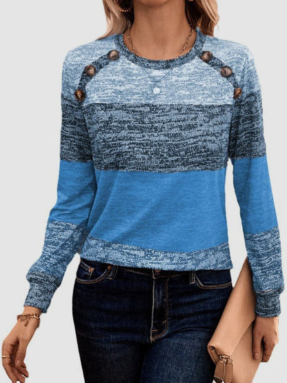 Chic long sleeve button tee