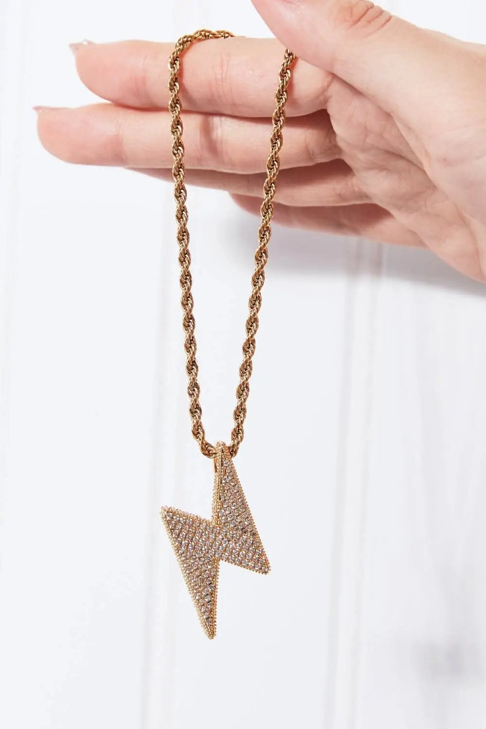 Brass Lightning Bolt Necklace - Love Salve 