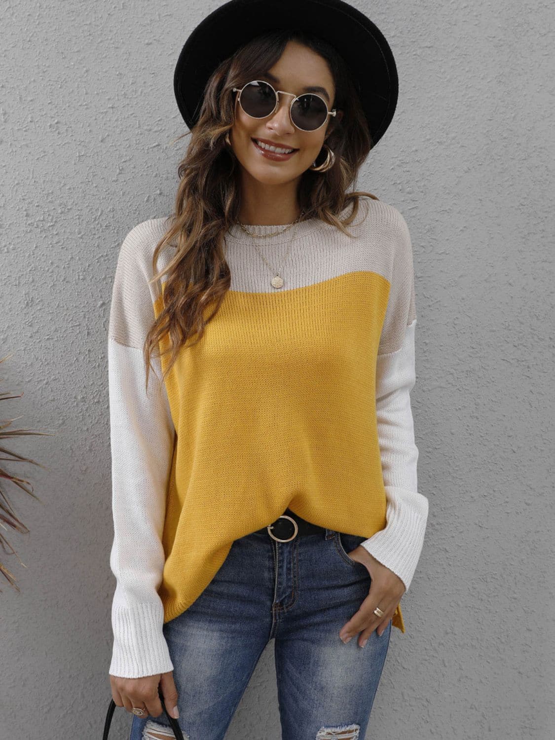 Chic color block sweater for women