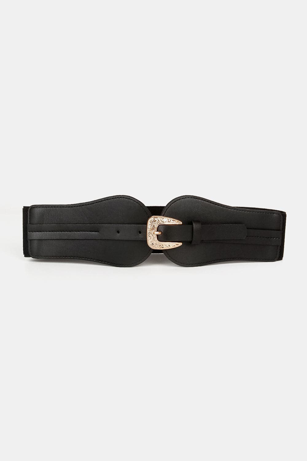 Wide Elastic Belt with Alloy Buckle.