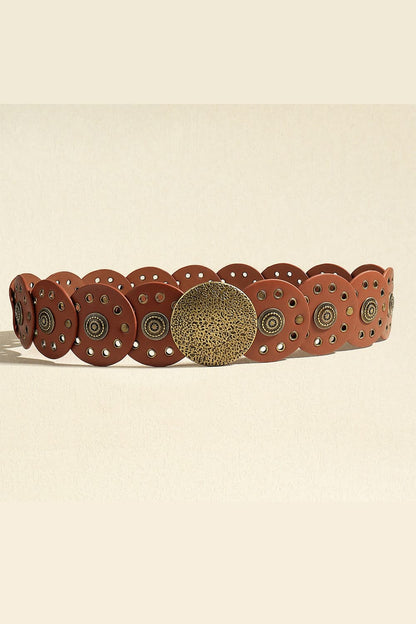 Round Shape PU Leather Belt.