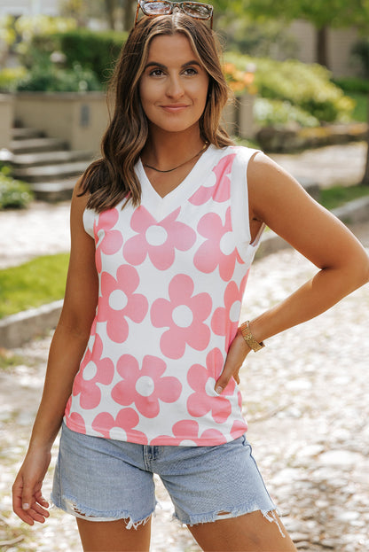 Andi Flower Knitted V Neck Tank Top for Women - Love Salve 