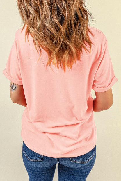 SHINE BRIGHT Round Neck Short Sleeve T-Shirt.