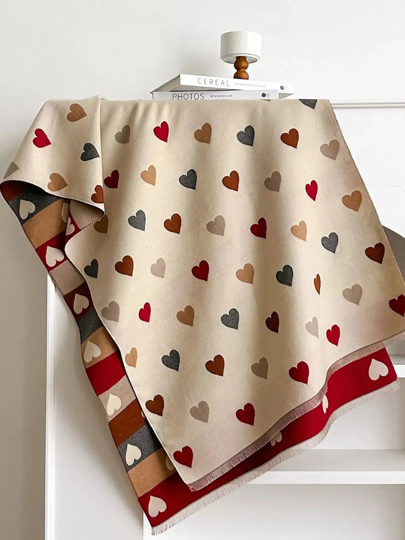 Heart Pattern Warm Scarf Simply Love