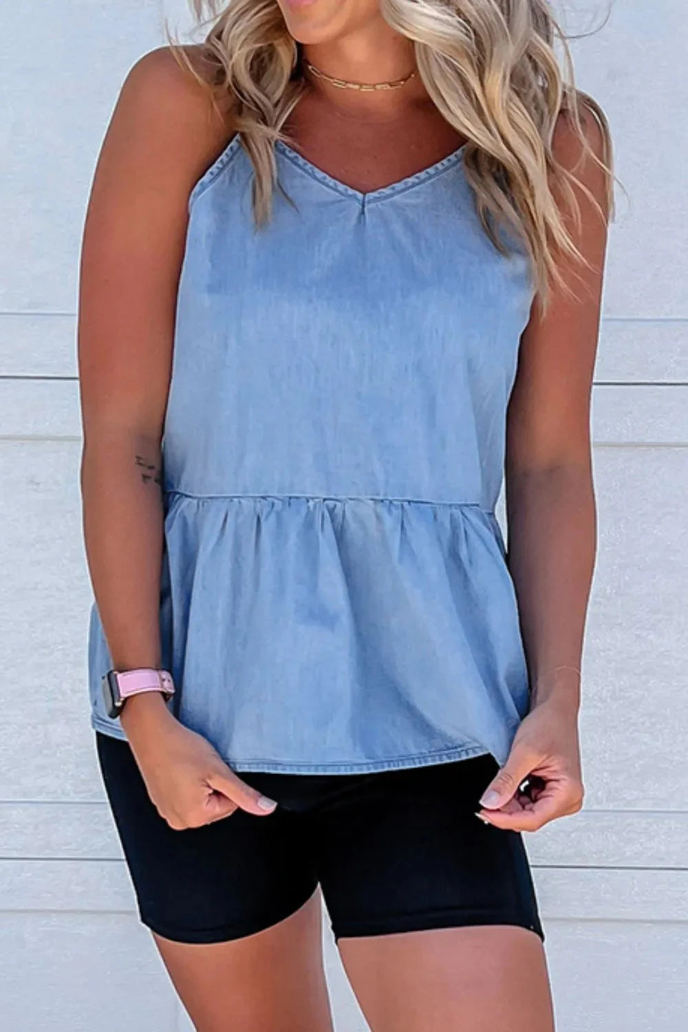 Simply Love: Ruffled Denim Tank Simply Love