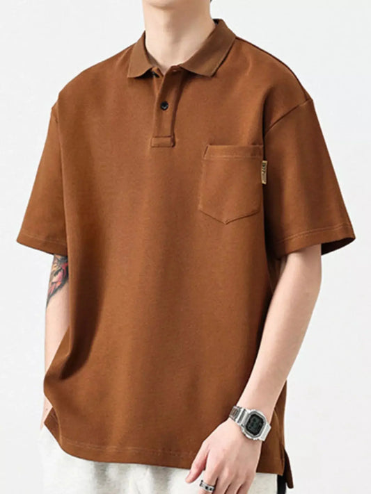 Men's Plus Size Button Detail Short Sleeve Polo Simply Love