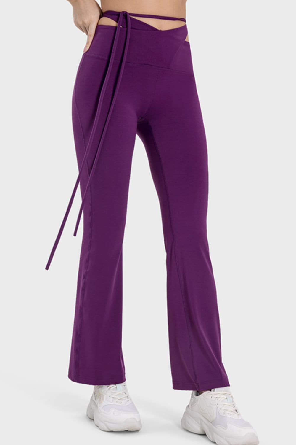 Tied Mid-Rise Waist Active Pants.