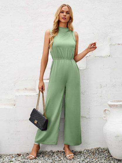 Cutout Tied Wide Leg Sleeveless Jumpsuit.