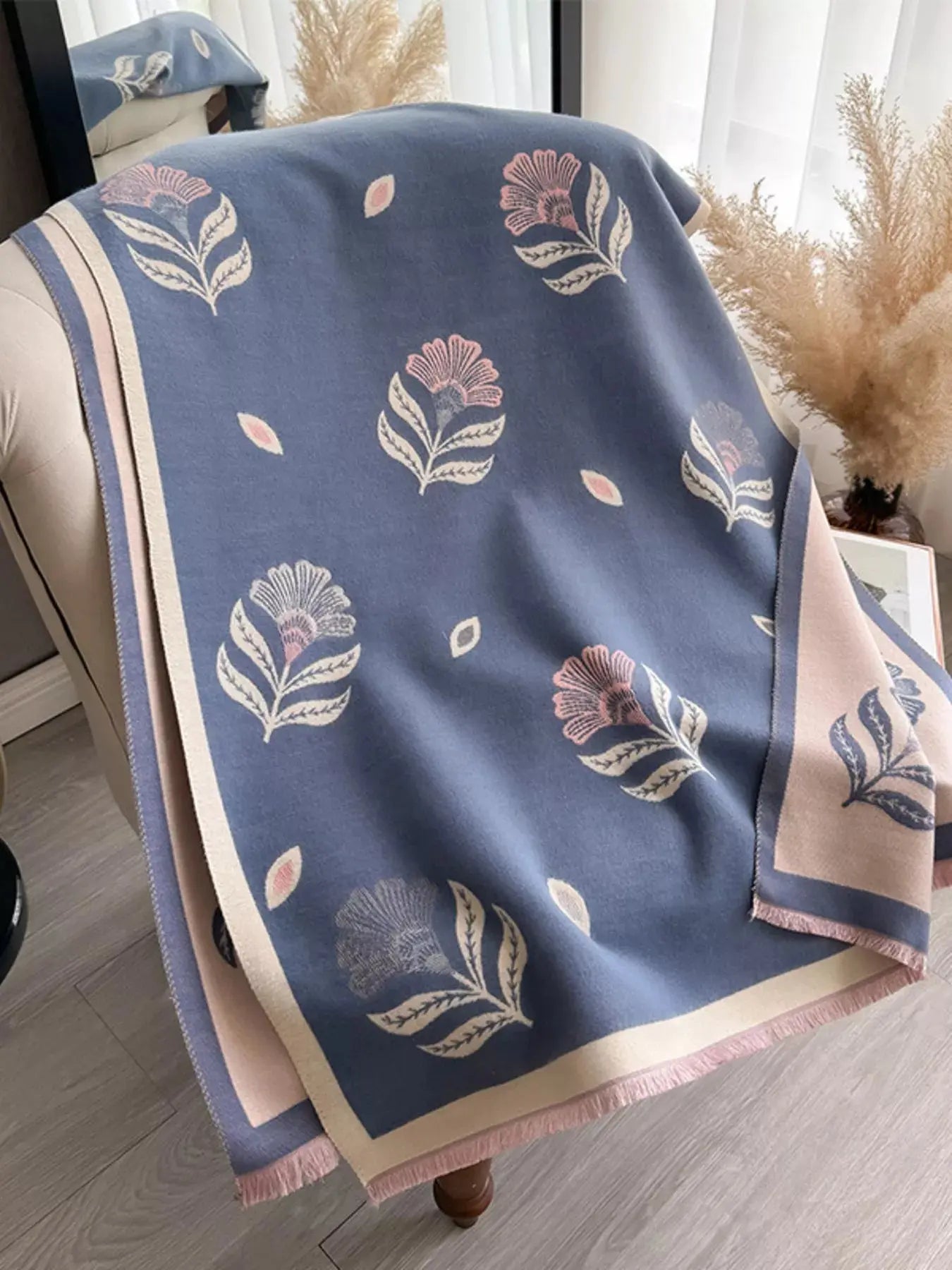 Printed Raw Hem Shawl Simply Love