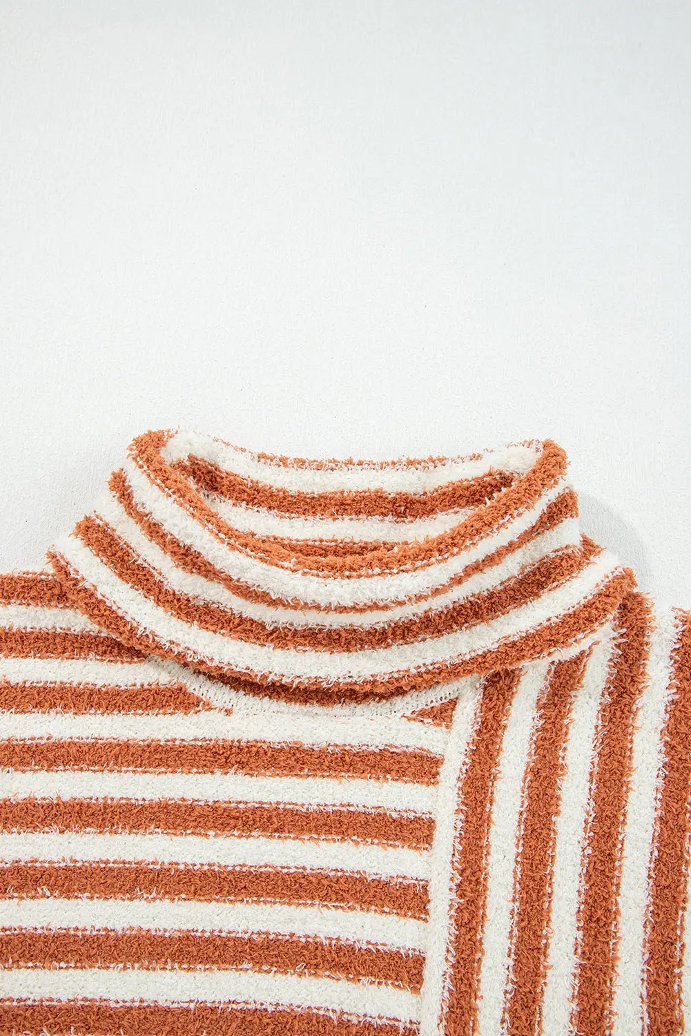 Orange Stripe Cowl Neck Drop Shoulder Sweater For Women Dear-Lover Dropshipping