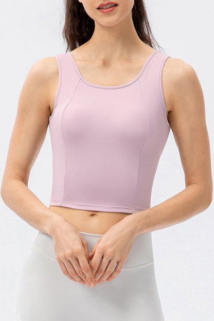 Round Neck Wide Strap Active Tank.