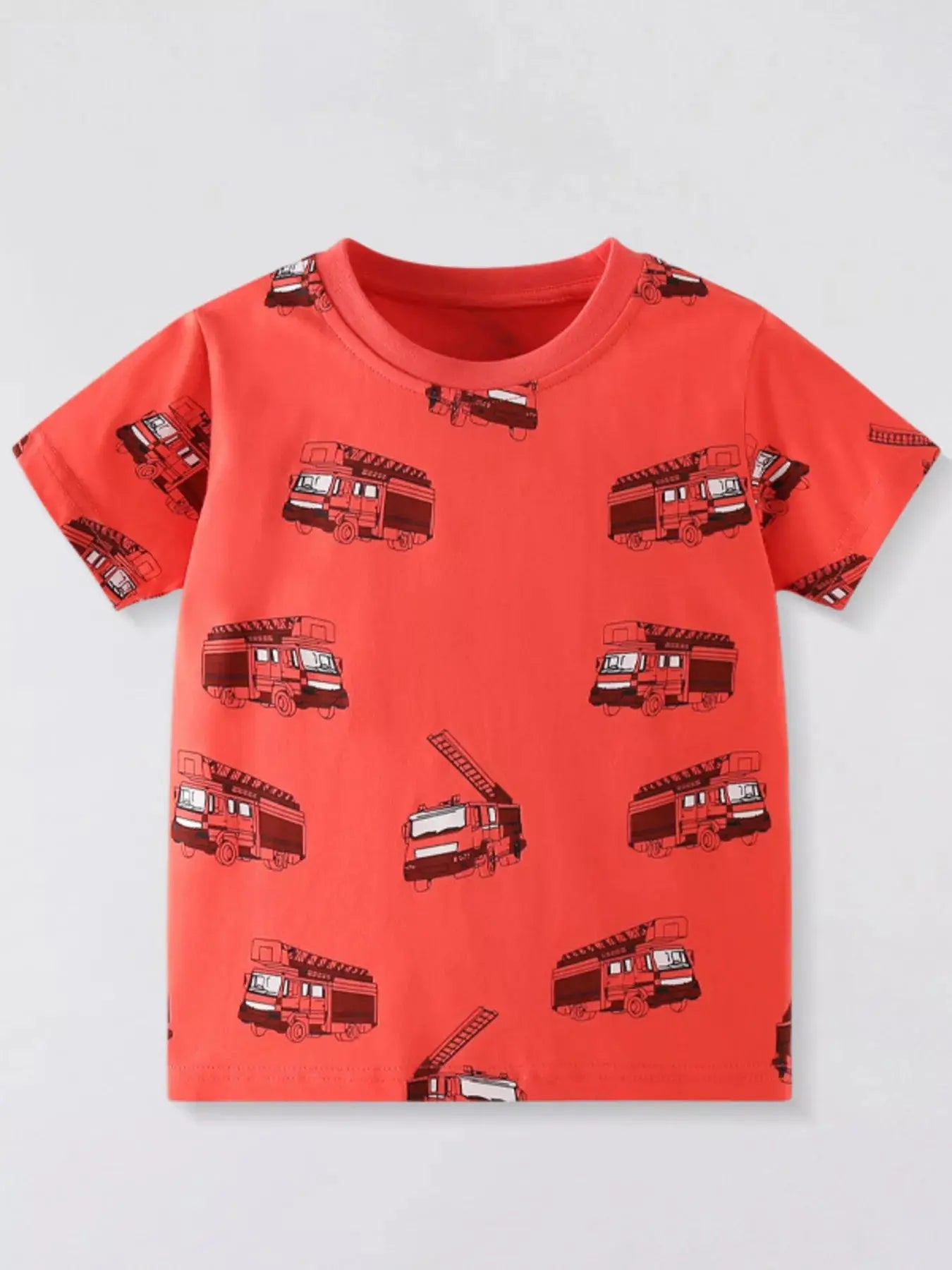 Children's Truck Print Crew Neck Short Sleeve T-Shirt Simply Love