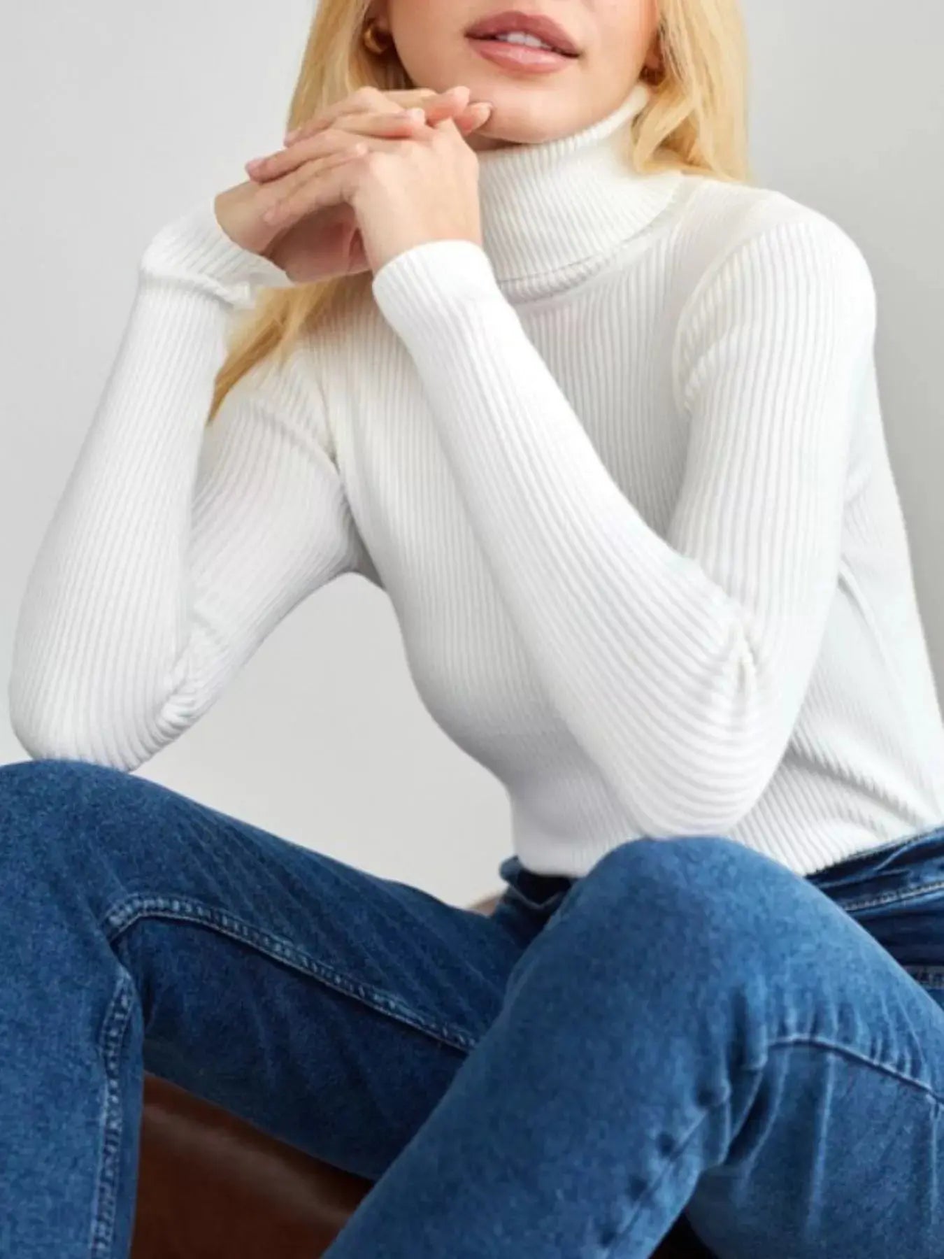 Full Size Ribbed Knit Turtleneck Sweater Plus Size Simply Love