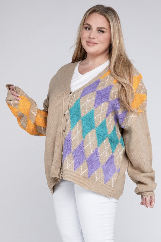 Chic Plus Size V Neck Button Cardi for Effortless Style