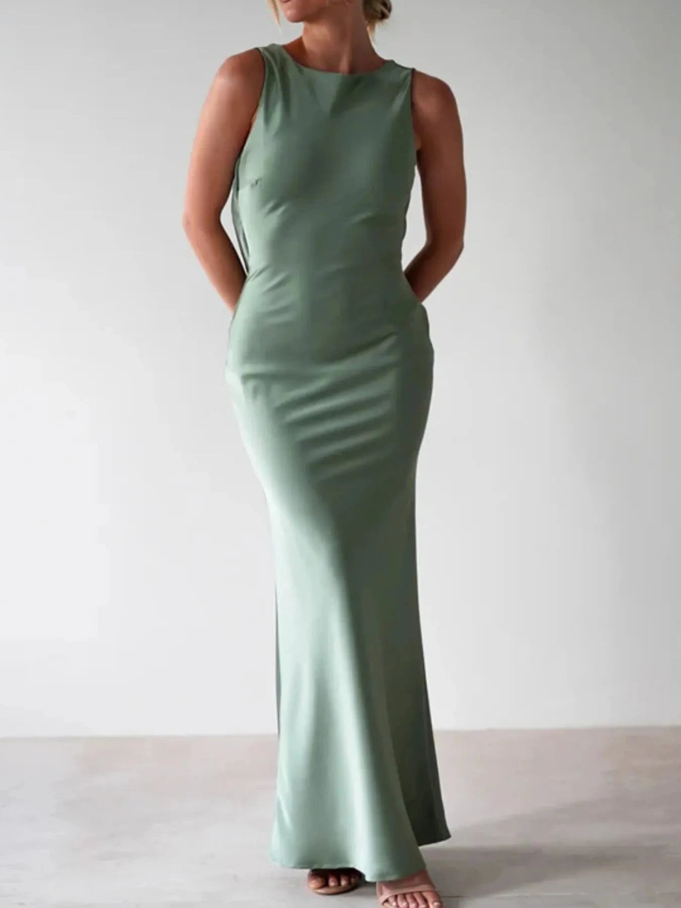 Satin Sleeveless Maxi Dress Coco’s Tee Boutique