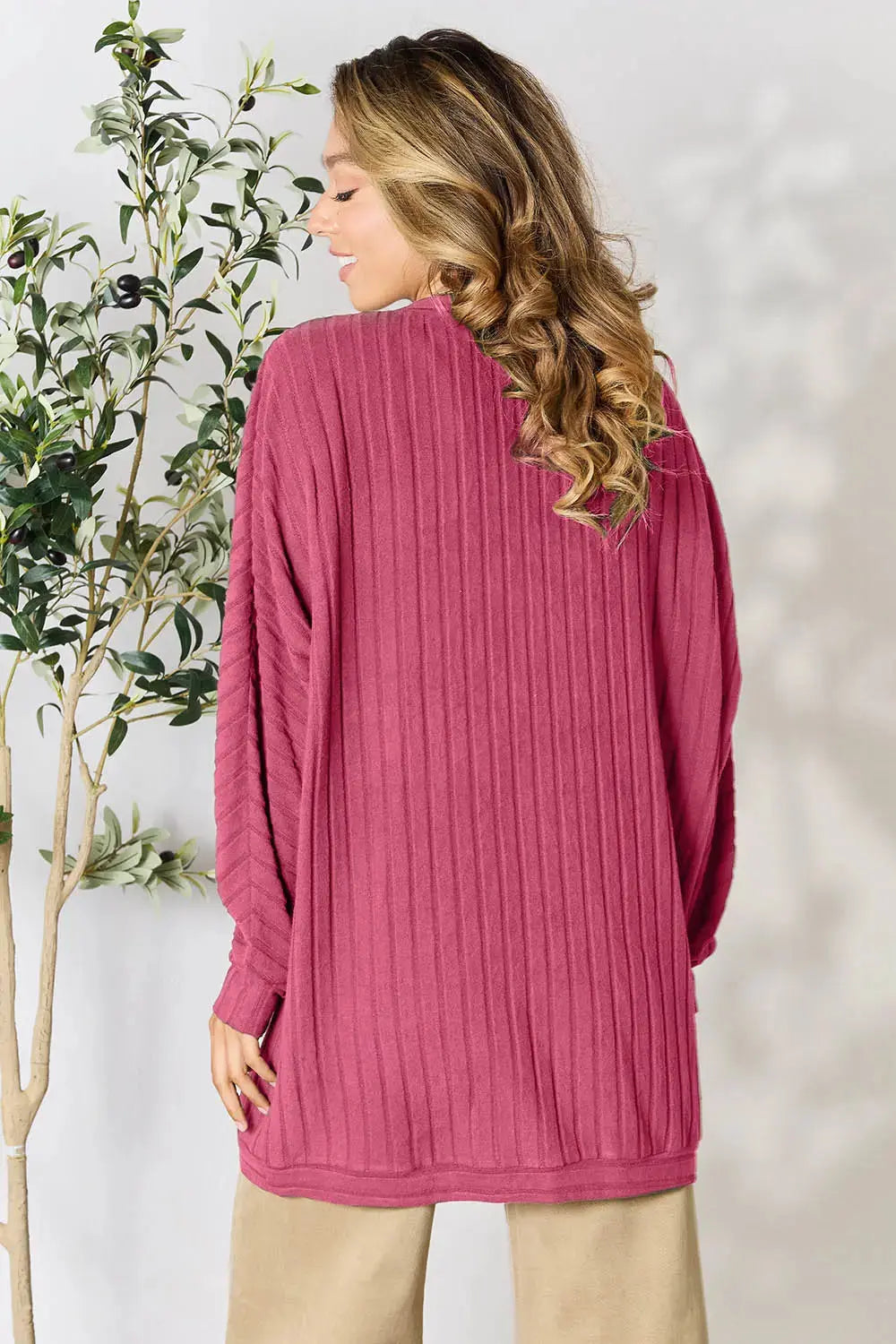 Basic Bae Full Size Ribbed Cocoon Cardigan - Love Salve