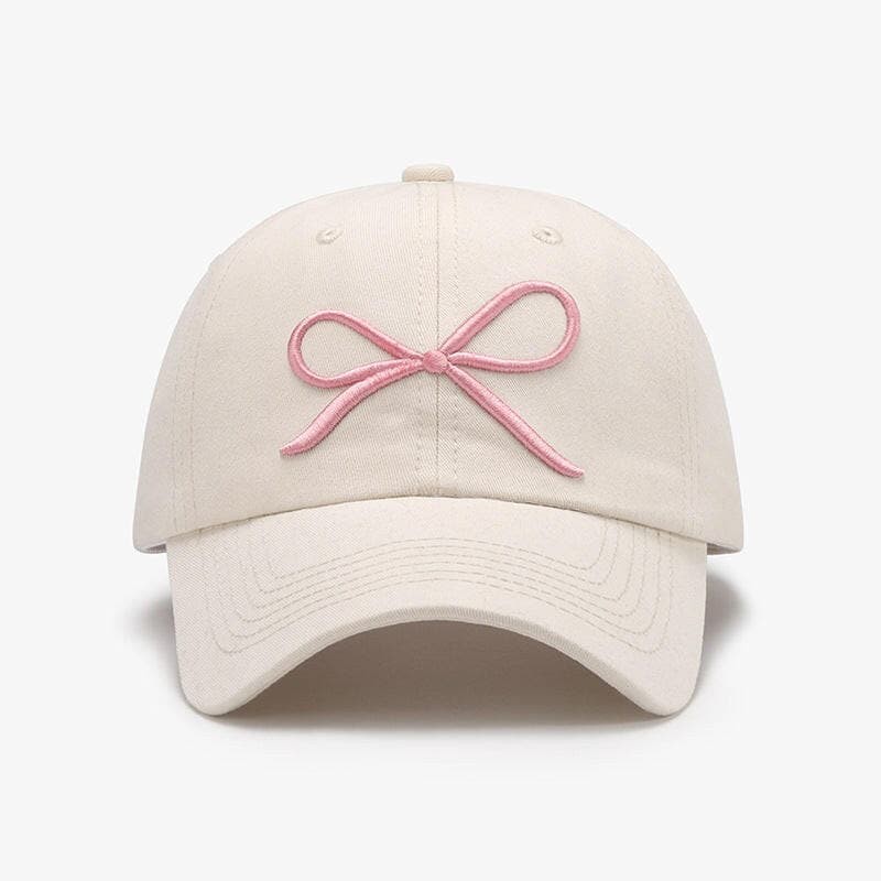 Bow Embroidered Cotton Baseball Cap.