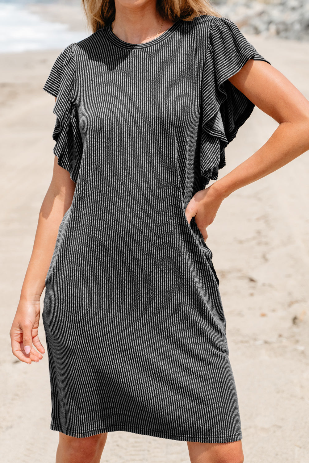 Jocelyn Ruffled Flutter Sleeve Dress for Women - Love Salve 