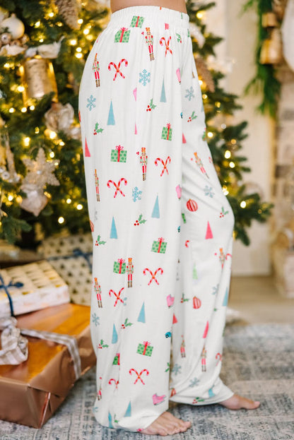 Festive Collared Neck Top and Pant Set for Cozy Lounging