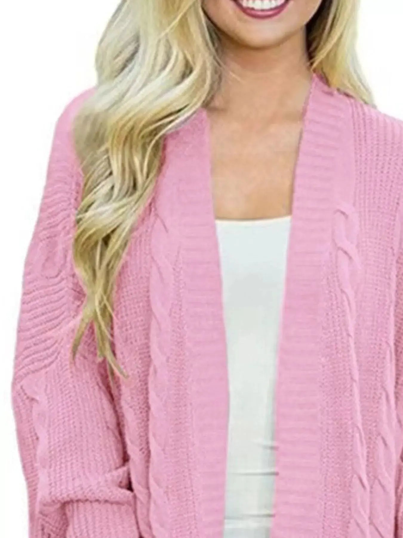Full Size Chunky Knit Open Front Cardigan Plus Size Simply Love