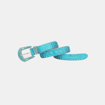 Rhinestone PU leather belt 1.5"