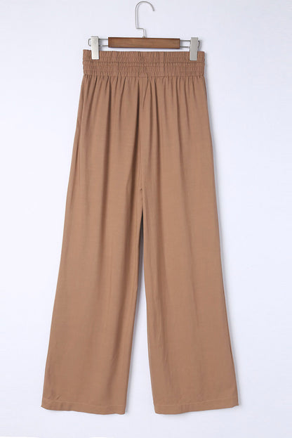 Chic brown wide leg pants with pockets