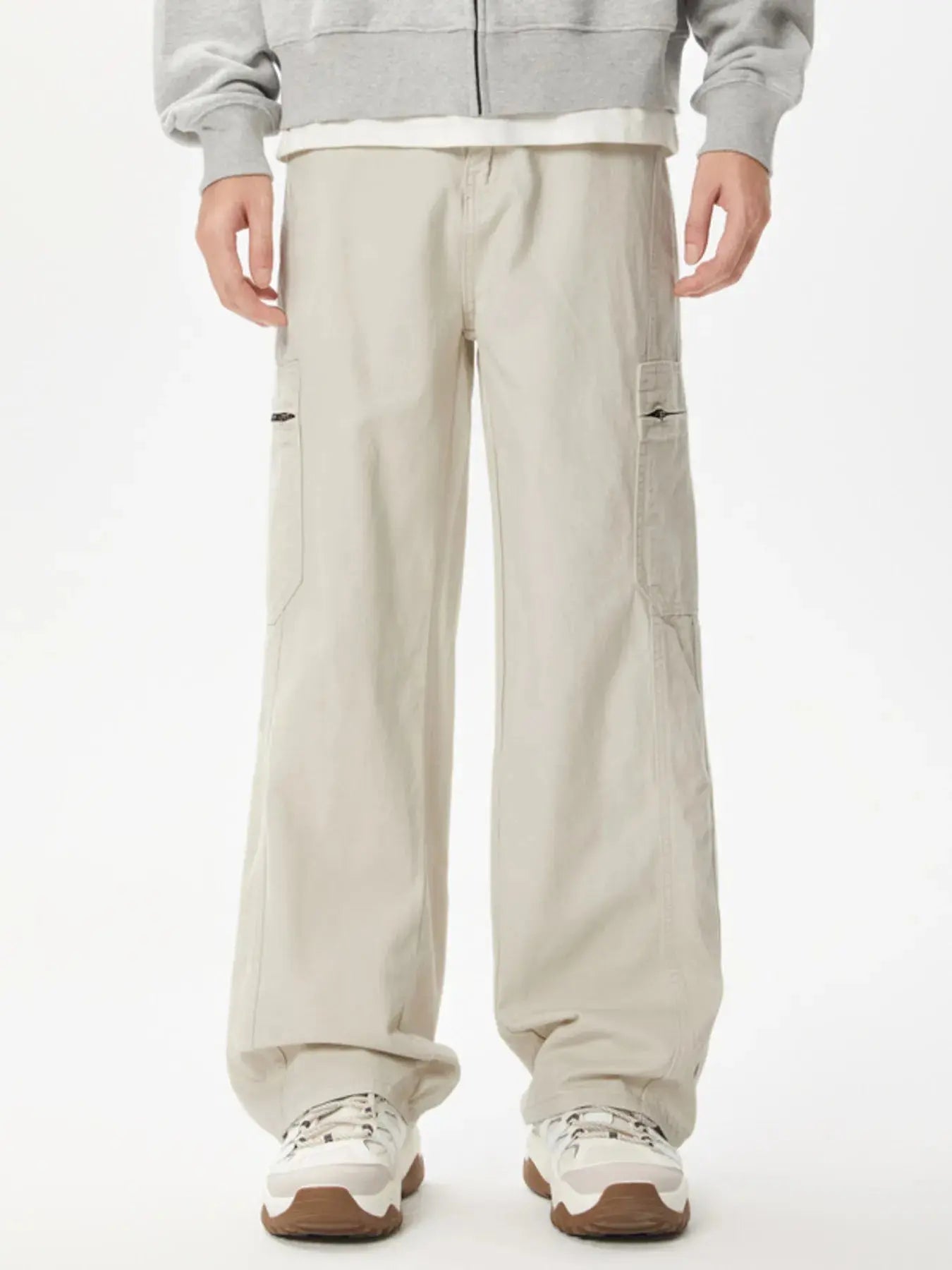 Me's Wide Leg Cargo Pants For Men Polyester Spandex With Cargo Pockets Simply Love