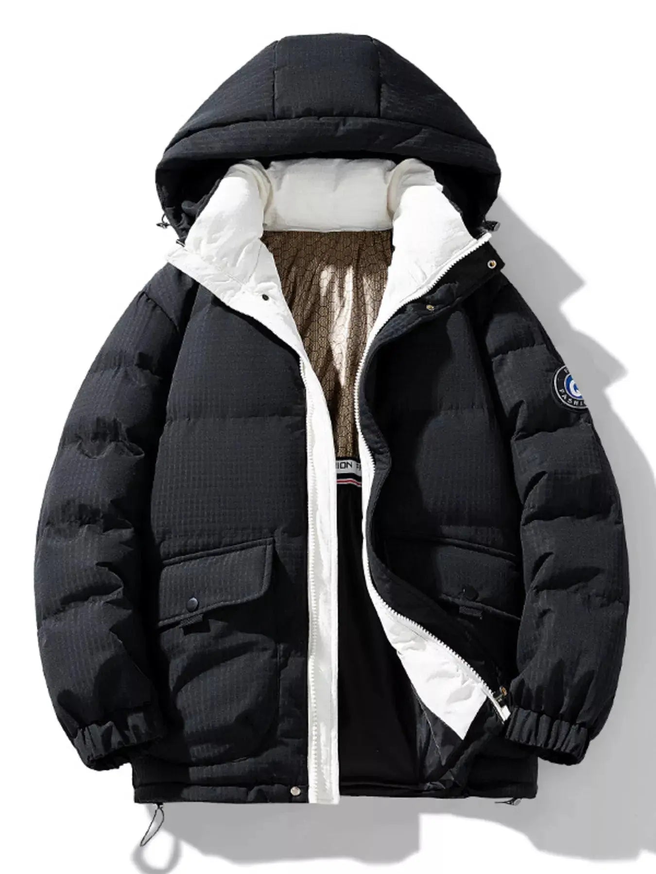 Men's Plus Size Contrast Hooded Puffer Jacket Simply Love