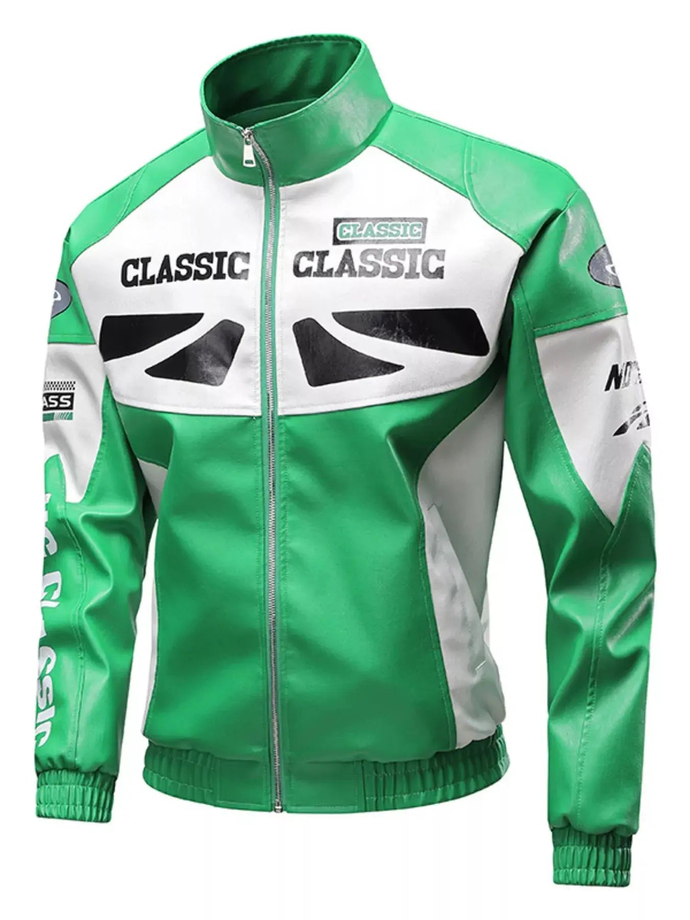 Men's Plus Size Stand Collar Leather Moto Jacket Simply Love