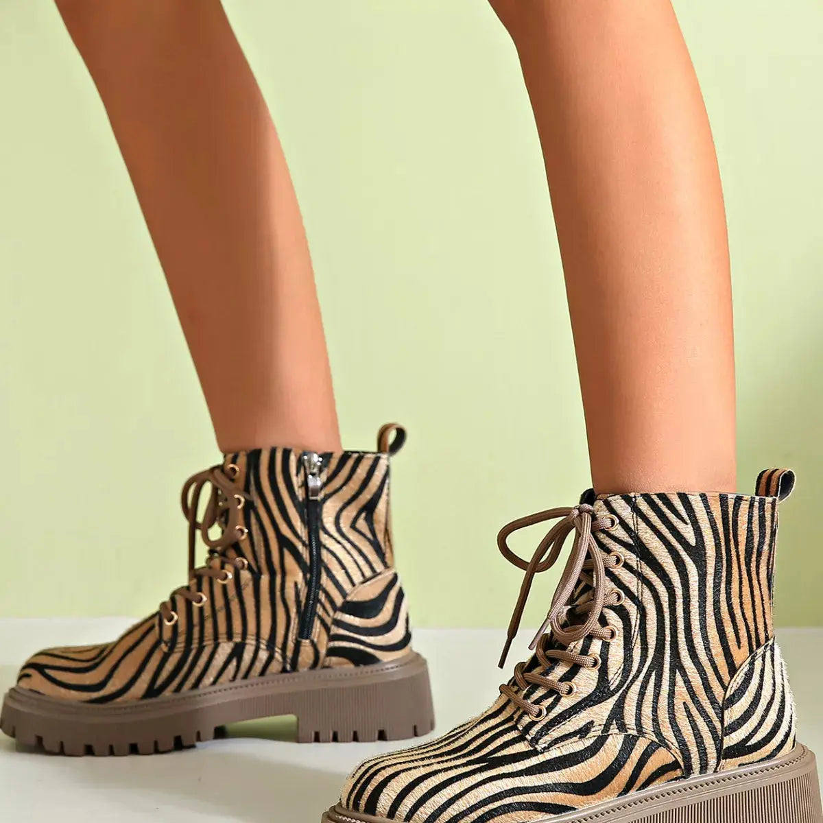Animal Print Lace-Up Ankle Boots Simply Love