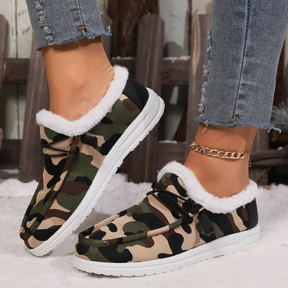 Cozy camo round toe flats