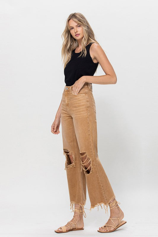 90's Retro High-Waisted Crop Flare Jeans