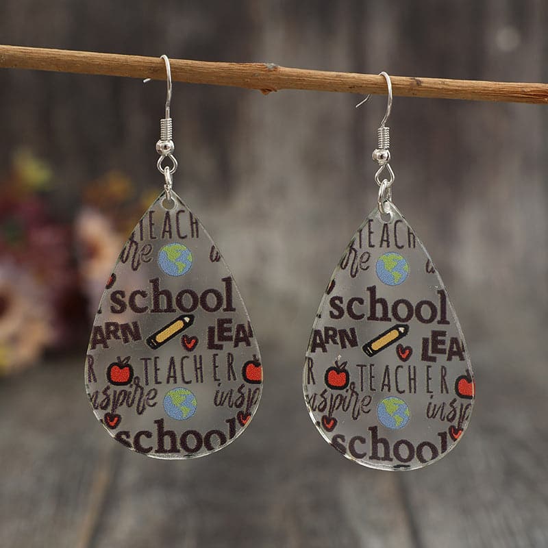 Acrylic Letter Teardrop Shape Earrings.