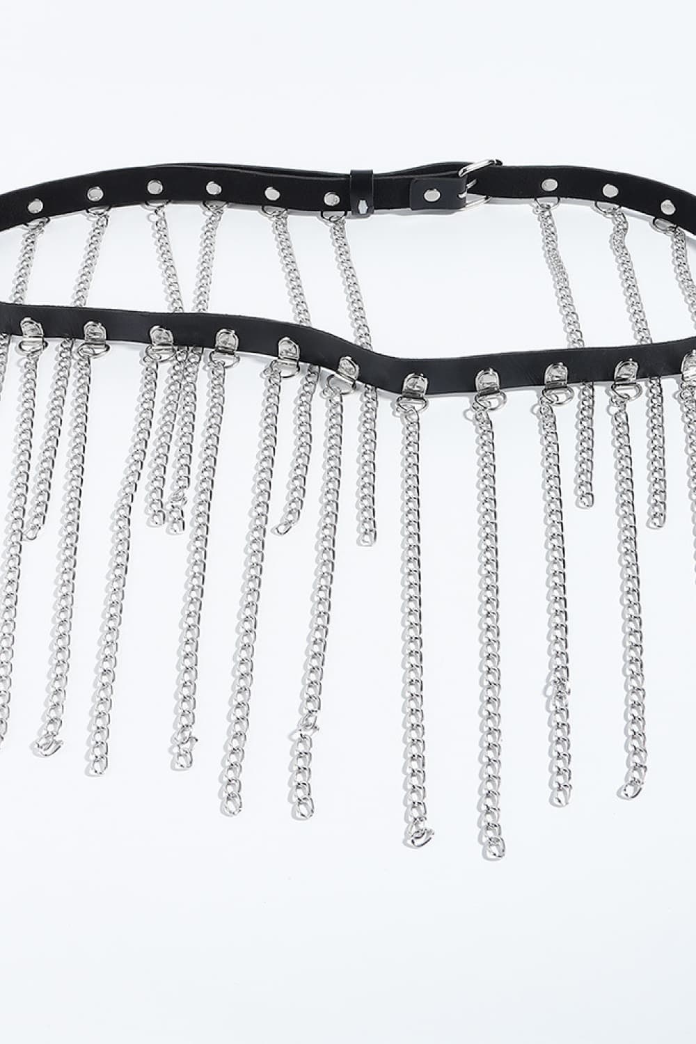 Fringed Chain PU Leather Belt.